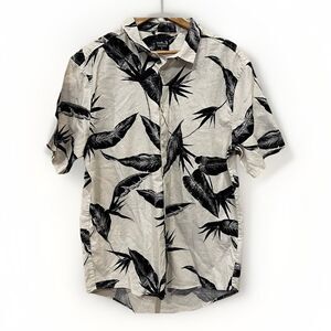 SOUTH &Co Linen Blend Rio de Janeiro All Over Print Large Tropical Button SS